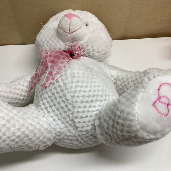 Goffa White Teddy Bear With Heart Neck Tie & Paw Prints Preloved - Picture 8 of 8